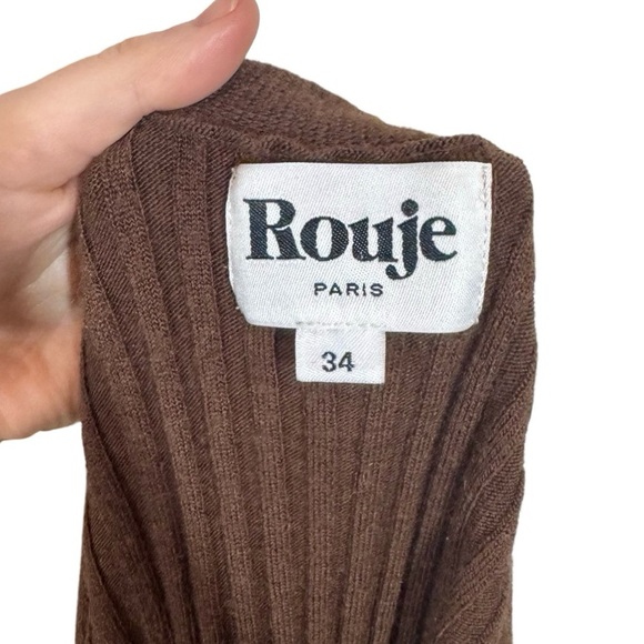 Rouje Marielle Merino Wool Ribbed Button Front Midi Dress Duster Cardigan 34/US2 - Picture 7 of 9